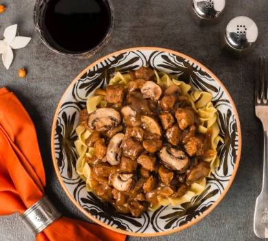 Beef Tips Over Noodles